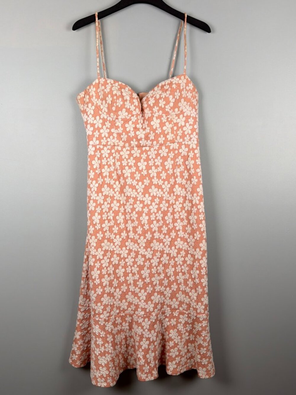 Hutch Dress Womens 14 Pink Floral Corset Top Retro Rockabilly Wedding Guest Midi